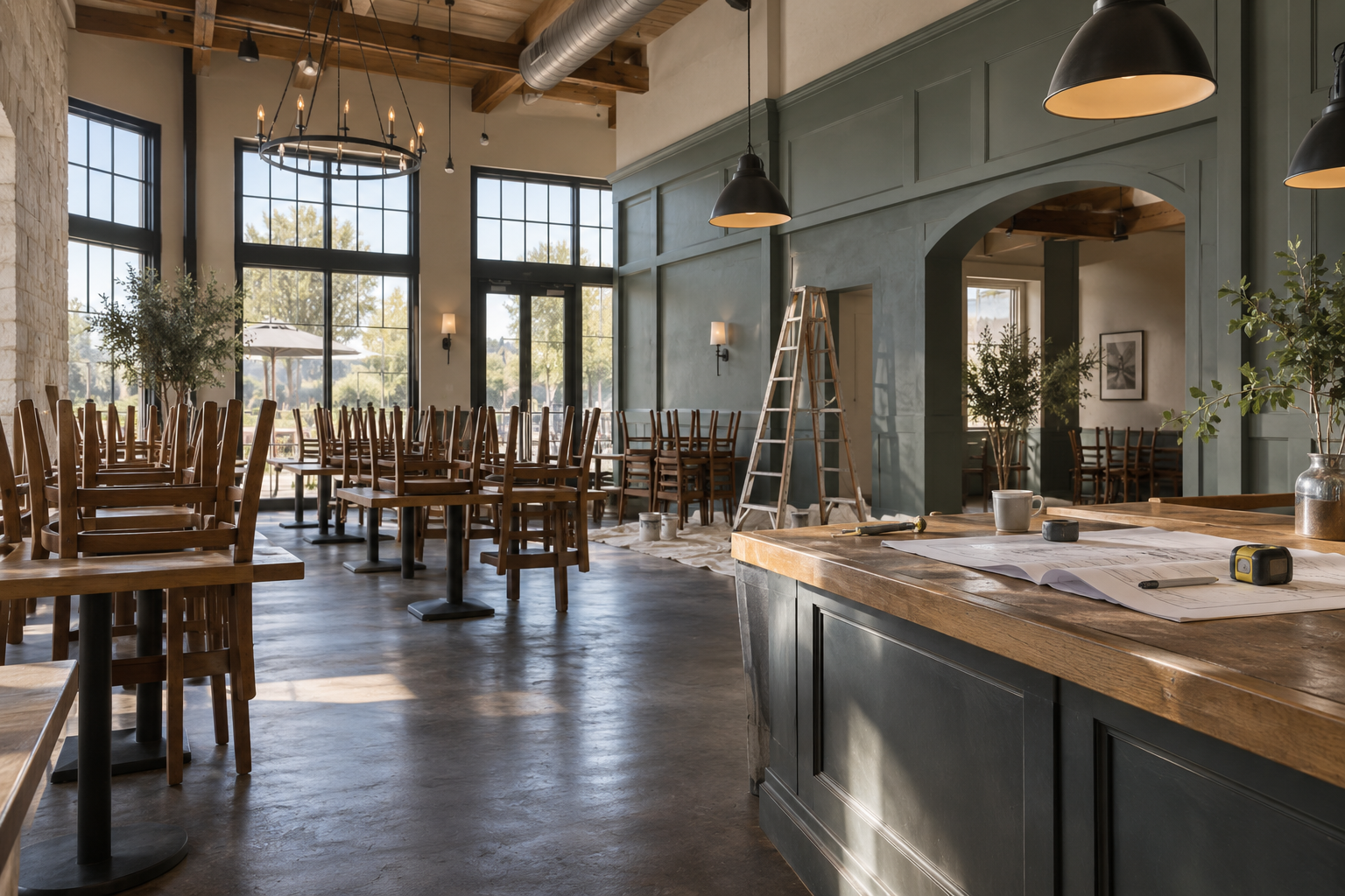 Sala restauracyjna przygotowywana do planowanego remontu